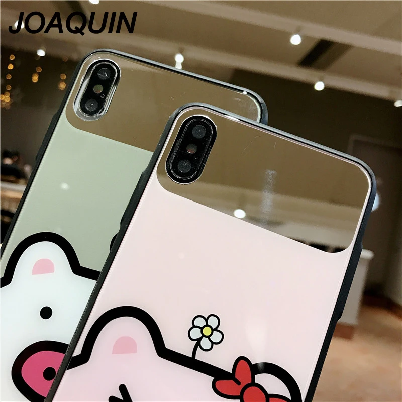 Новинка 2019 стеклянный чехол с зеркальным покрытием для iPhone X XR XS MAX big Pig head