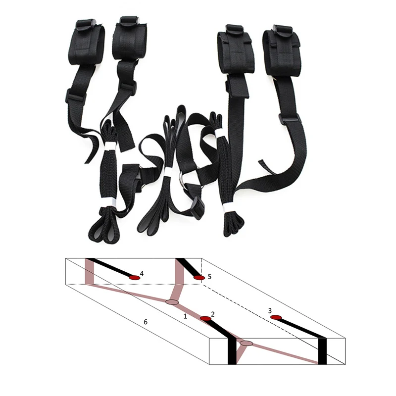 Секс Связывание под кровать ограничитель руки ноги манжеты Фетиш связывание