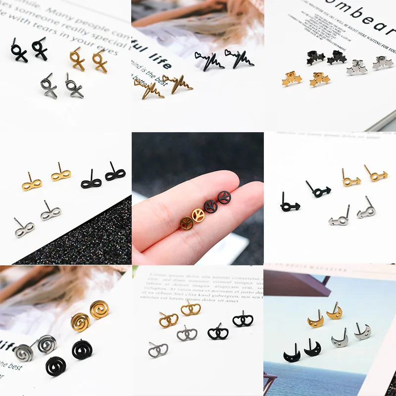 Маленькие милые серьги-гвоздики из нержавеющей стали для женщин модные