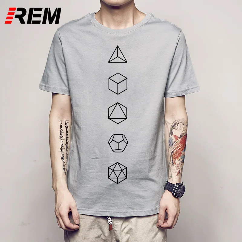 REM, летняя модная футболка с круглым вырезом, футболка с круглым вырезом, Платоническая однотонная, Сакральная Геометрическая эволюция, Мужская футболка, популярная уникальная мужская футболка - Цвет: 5