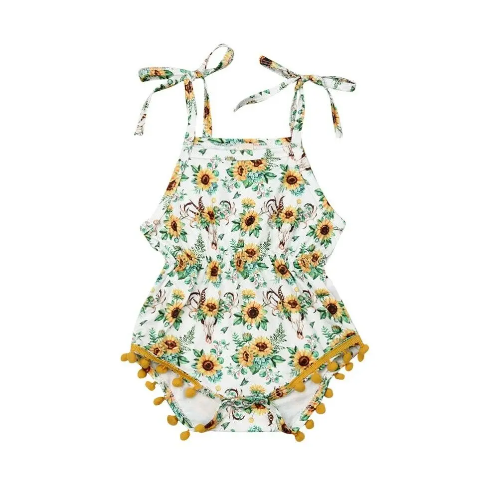 

UK Newborn Baby Girls Clothes Strappy Floral Sleeveless Romper Jumpsuits Outfits Clothes Sunsuit