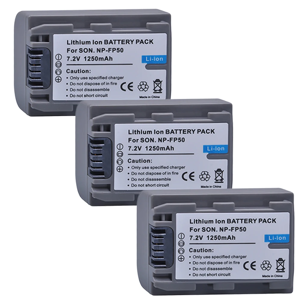 

PowerTrust 3Pcs 1250mAh NP-FP50 NP FP50 Camera Battery for Sony DCR-DVD103 DVD105 DCR-HC3 HC16 HC40 DCR-SR30 SR40 SR100