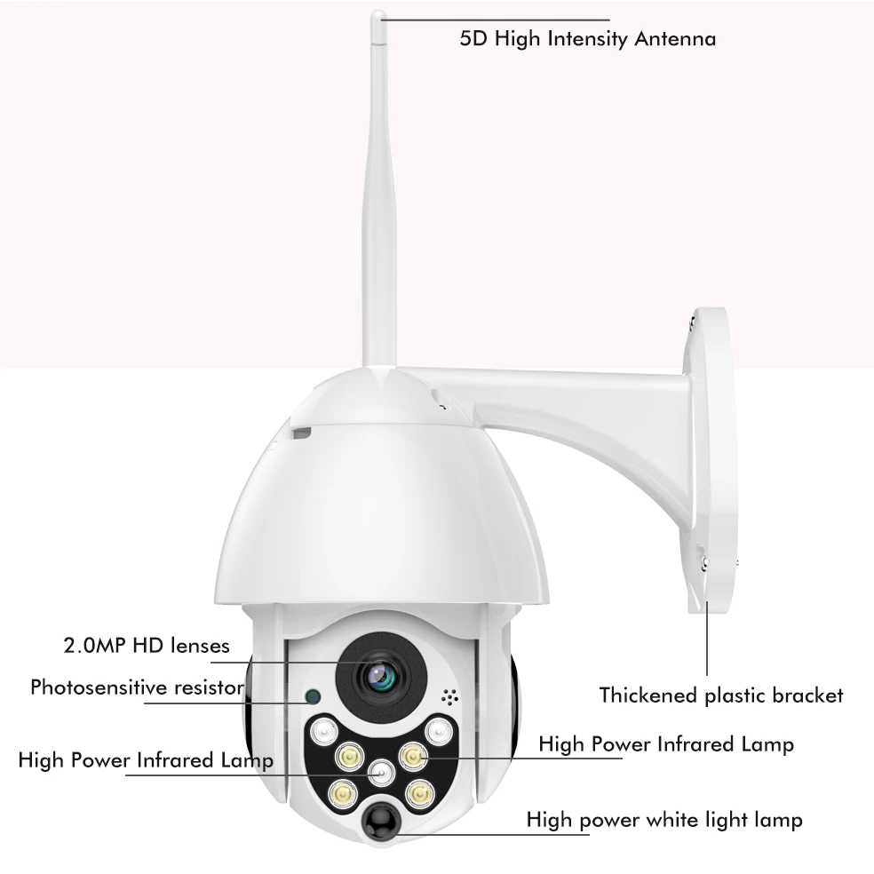 IP камера WiFi 2MP 1080P Беспроводная PTZ скоростная купольная CCTV IR Onvif наружная IP66