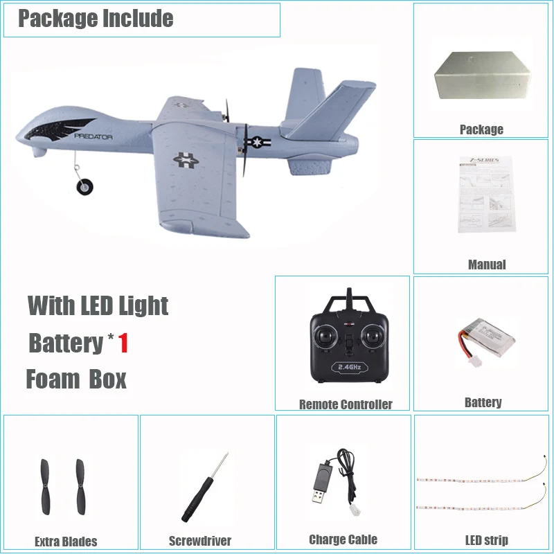 1 battery foam box 2,4 г EPP Мини RC планер из пеноматериала Встроенный гироскоп ветростойкость Электрический планер самолет метание размах крыльев 20 минут 66 см большое крыло - Цвет: 1 battery foam box