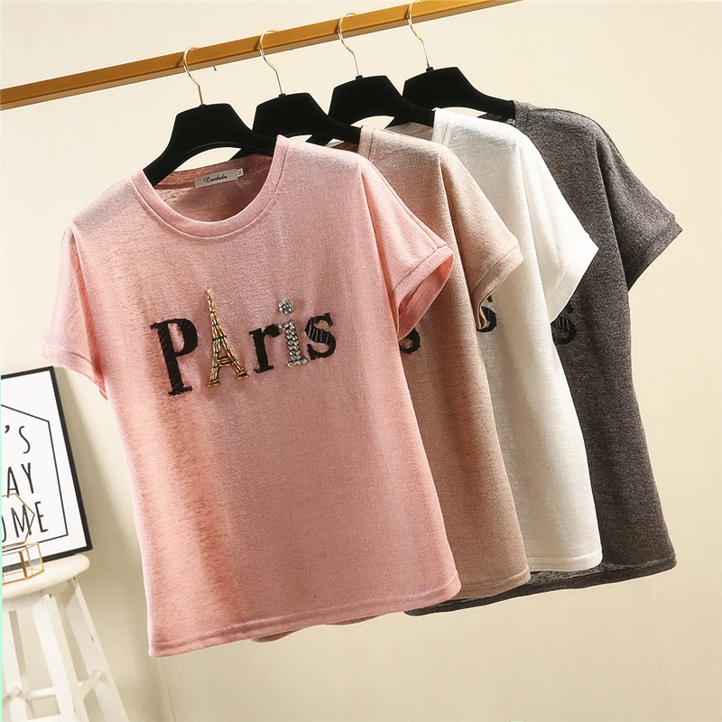 Белая футболка из ледяного шелка с коротким рукавом женская летняя новая