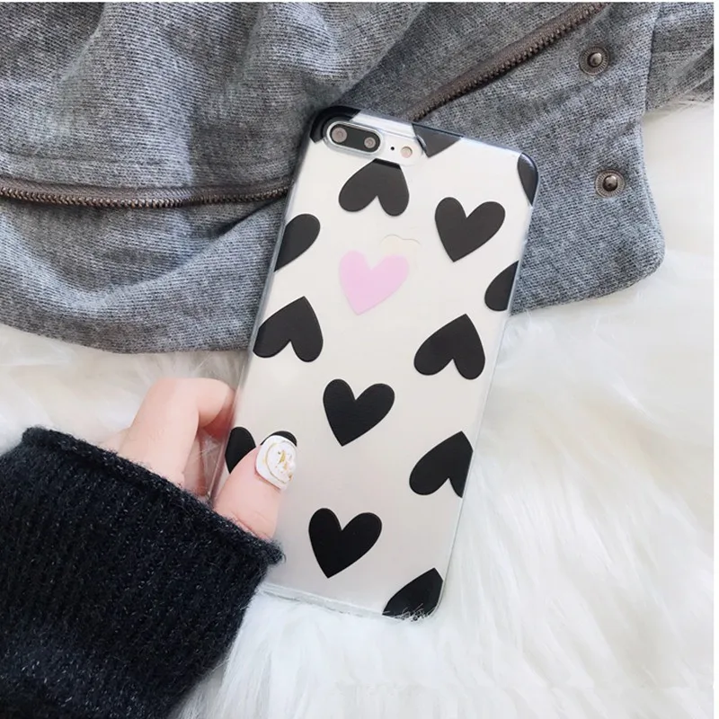 Чехол для телефона с изображением сердца iPhone 7 Plus 6 S 8 Coque модные чехлы пар