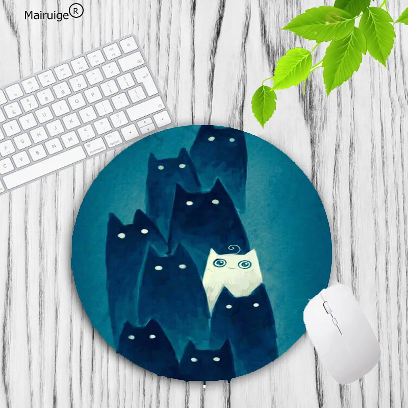 20X20CM Mairuige милый кот животное резиновый коврик для мыши круглый коврик для мыши нескользящий коврик для мыши Коврик для рабочего стола для девочек 20x20 см Коврик для офиса - Цвет: 20X20CM