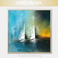 beautiful wall art abstract yachting race picture modern abstract boats oil painting yacht oil painting for wall art decoration