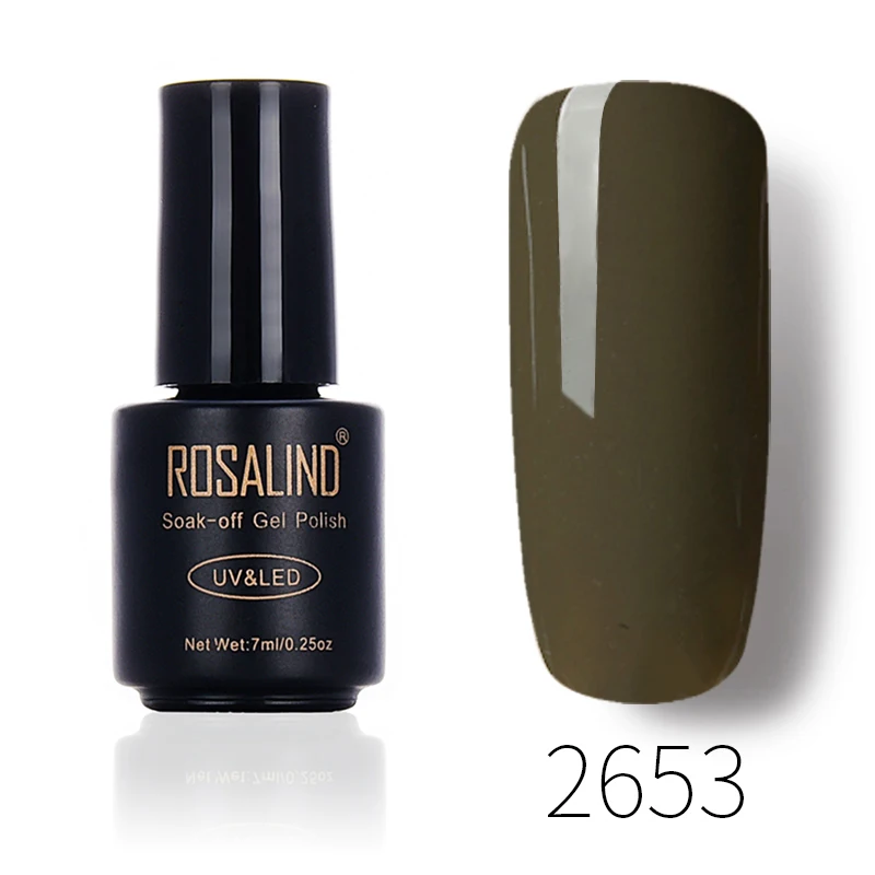 2653 ROSALIND кофе цвета 7 мл; Гель-лак для ногтей лак УФ светодиодный ЛАМПА Маникюр дизайн ногтей почти без аромата длинные-стойкий Гель-лак - Цвет: 2653