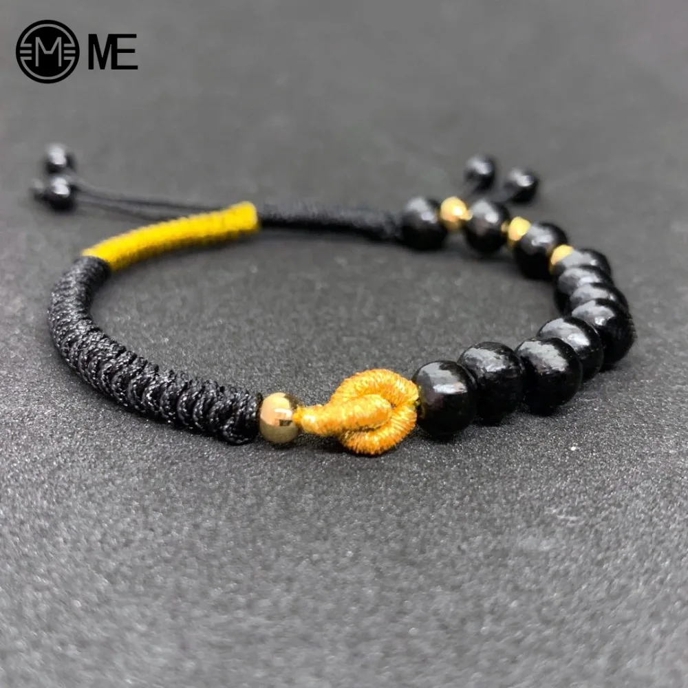MIVE новый дизайн мода деревянный браслет ручной работы черный узел веревки