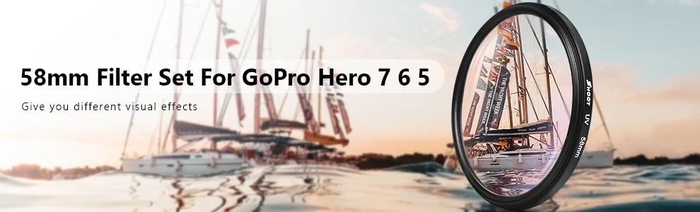 Съемка 6 в 1 58 мм Фильтры для GoPro Hero 7 6 5 черный водонепроницаемый чехол для дайвинга UV CPL Красный Фиолетовый фильтр для Go Pro 7 набор аксессуаров
