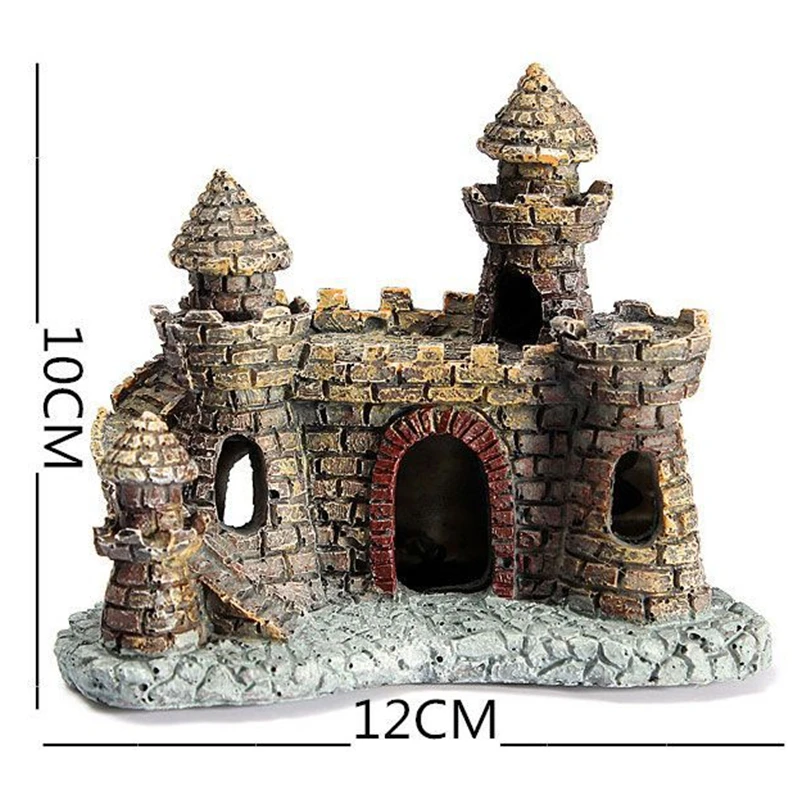 Горящее аквариумное искусственное украшение для замка из смолы старинный замок