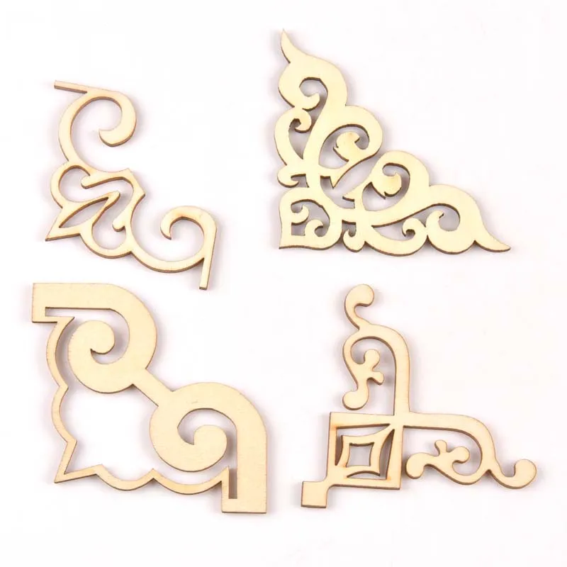 4 шт смешанные деревянные цветы кружева уголок ремесла уголки для скрапбукинга