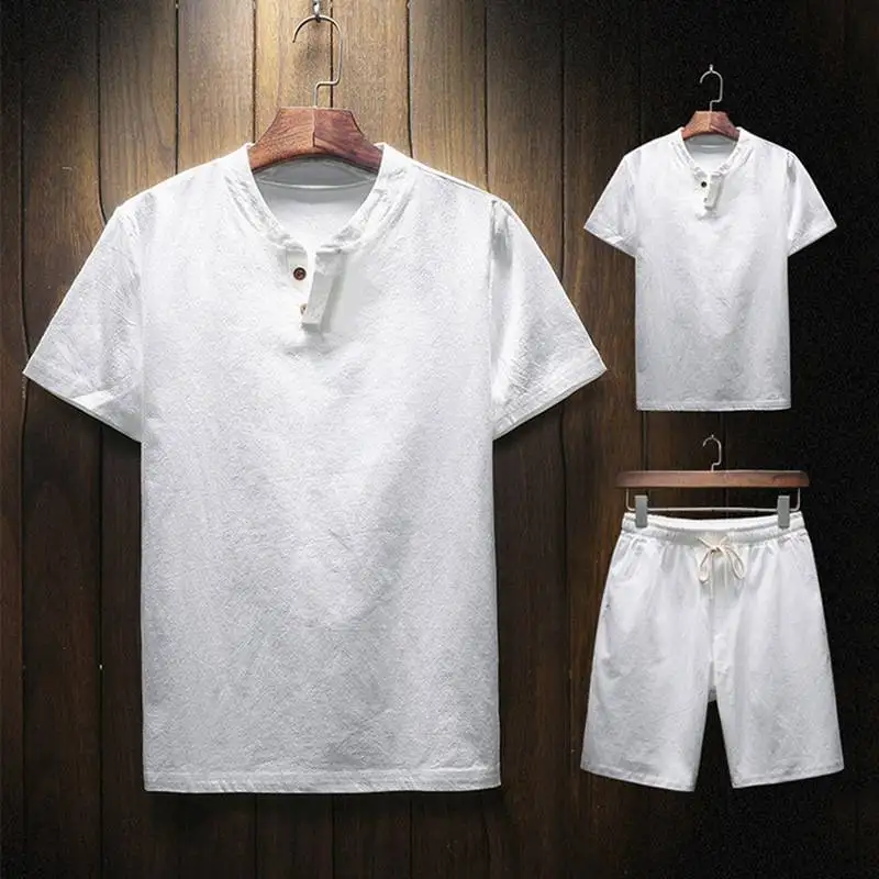 Мужская хлопковая футболка с коротким рукавом и шорты большого размера 7XL 8XL