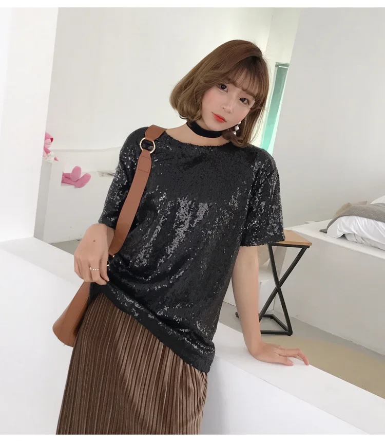 Распродажа Kpop однотонная женская футболка из спандекса в Корейском стиле с