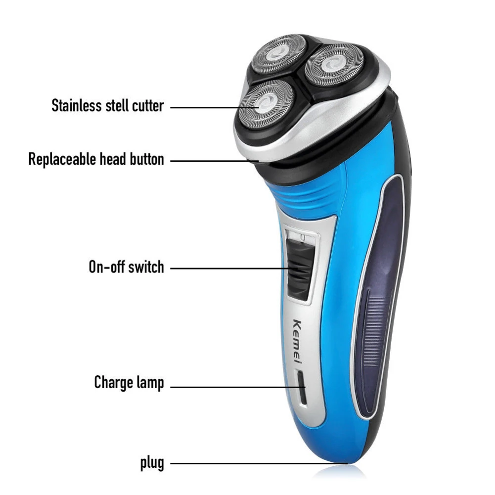 Электрическая Вращающаяся бритва перезаряжаемая 3D Тройная плавающая головка