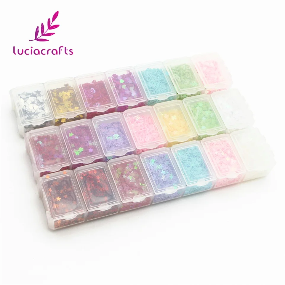 Lucia crafts 1 кор./лот 3-5 мм в диаметре, различные Цвет Стиль ПВХ хлопья блестки для нейл-арта, DIY аксессуары для одежды D0908