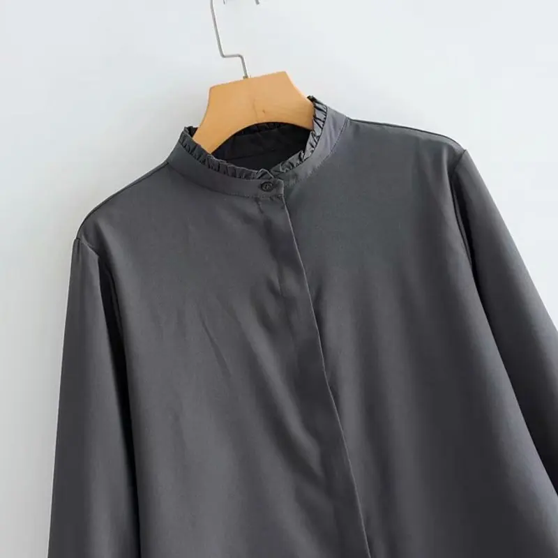 Fashion Women TC38-6298 European and American fashion agaric edge collar shirt |