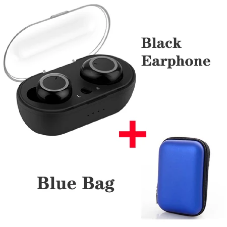 Bluetooth 5.0 Earphones For Huawei Honor 20 10 10i 20i 10 9 Lite 8C 8X Play v10 v20 6c 6x lite 8x max Wireless Earbud Earpieces - Цвет: Black add blue bag