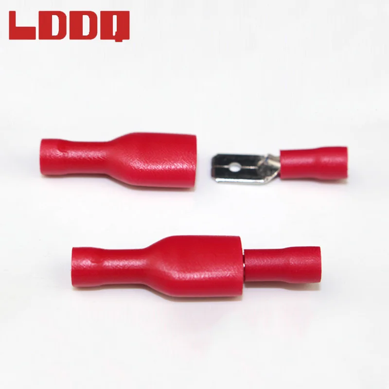 LDDQ 100 шт. красные полностью изолированные обжимные клеммы электрические разъемы