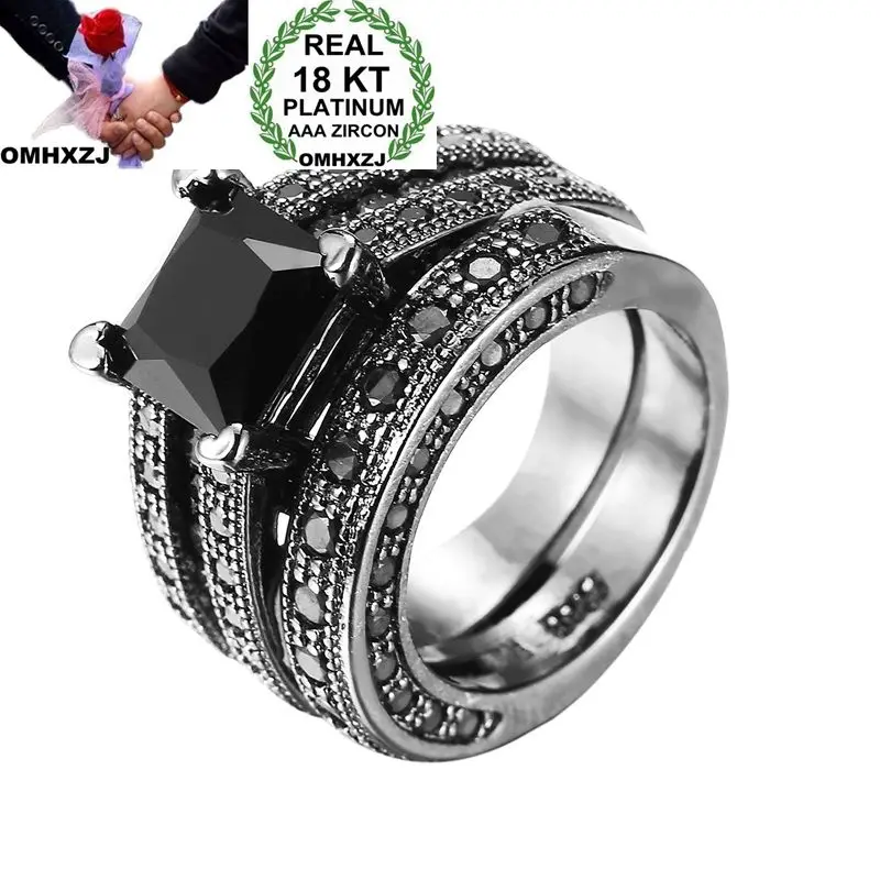 

OMHXZJ, оптовая продажа, европейский модный мужской подарок на свадьбу, роскошный квадратный черный синий Цирконий, 18 ярких цветов, набор RR819