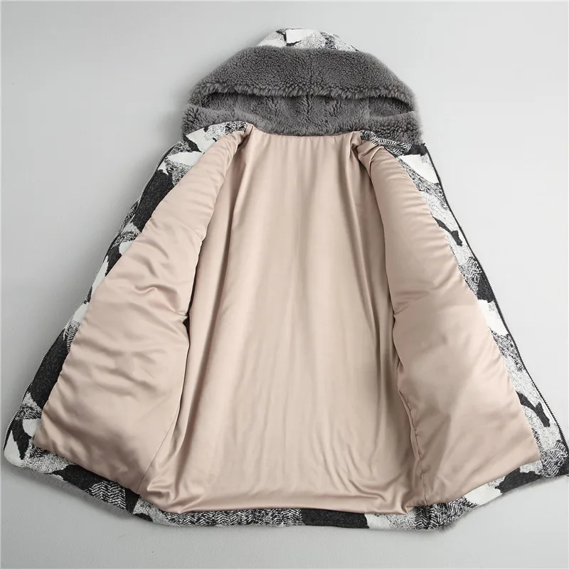 MAYLOOKS 2018 новый стиль овечья шерсть Коровья пальто женская шапка короткое меховое