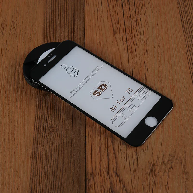 Black Закаленное стекло для iPhone 7 7Plus 7+ полная защита экрана 5D 9H от края до края стекло для iPhone 7 красная защитная пленка - Цвет: Black