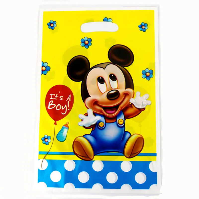 Mickey 2 10Pcs Мультфильм Русалка тема Подарочная сумка ребенок день рождения свадебное украшение Конфеты Печенье Десерт пластиковые пакеты - Цвет: Mickey 2 10Pcs