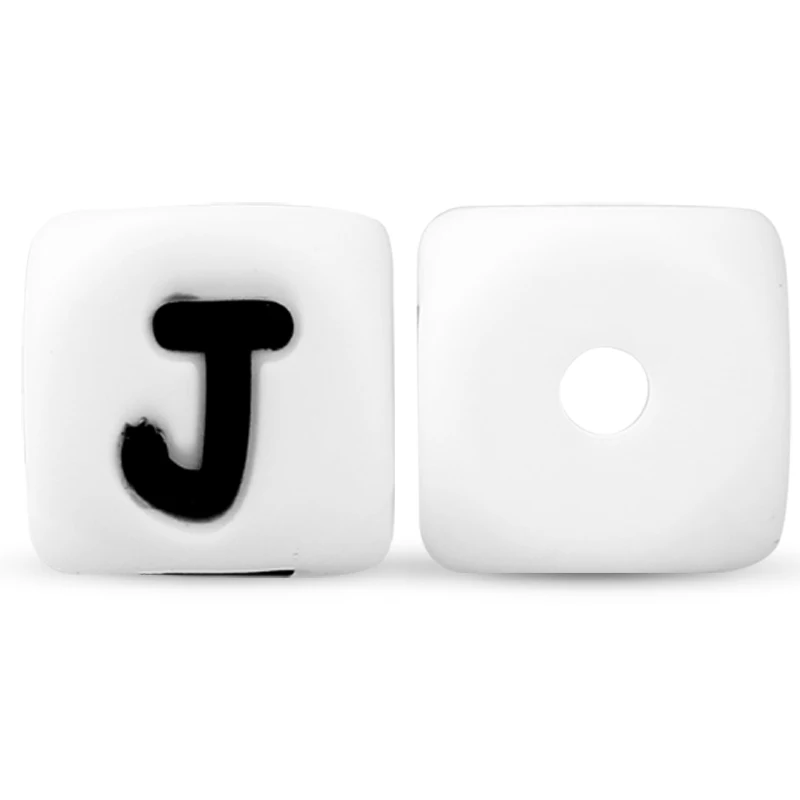 J Keep& Grow, 100 шт, 12 мм, силиконовые бусины с буквами, без бисфенола, Детские Прорезыватели, Английский алфавит, буквы, пищевое качество, Детские Прорезыватели для зубов - Цвет: J