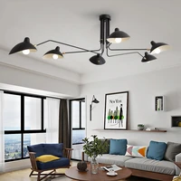 black lustre iron chandelier lighting adjustable chandeliers ceiling loft living room bedroom kitchen led nordic light fixtures