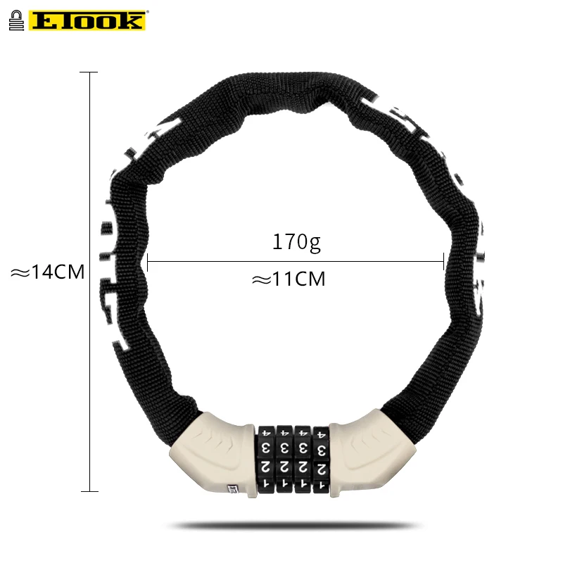 45cm-black ED3136 Etook замок цепи скутер велосипед короткий 45 см КАФЕ замок портативный пароль цифровой цепи для шоссейного велосипеда MTB ET355-S - Цвет: 45cm-black ED3136
