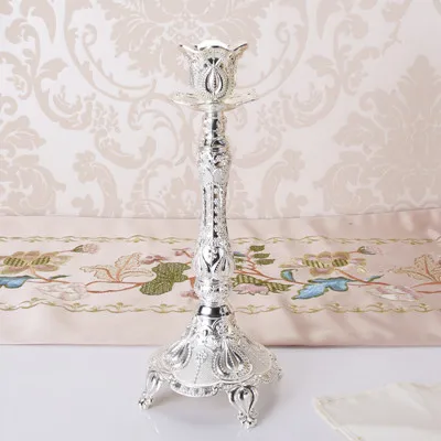 Silver-B Современный Золотой/Серебряный подсвечник, роскошный европейский стол, украшение, украшения при свечах, ужин, реквизит, металлический свадебный подсвечник - Цвет: Silver-B