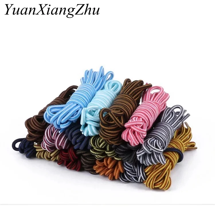 

1Pair Round Striped Double Color Shoelaces Unisex Leather Boot Shoe Laces Outdoor Sport Sneaker Fit Strap Shoelaces TW2