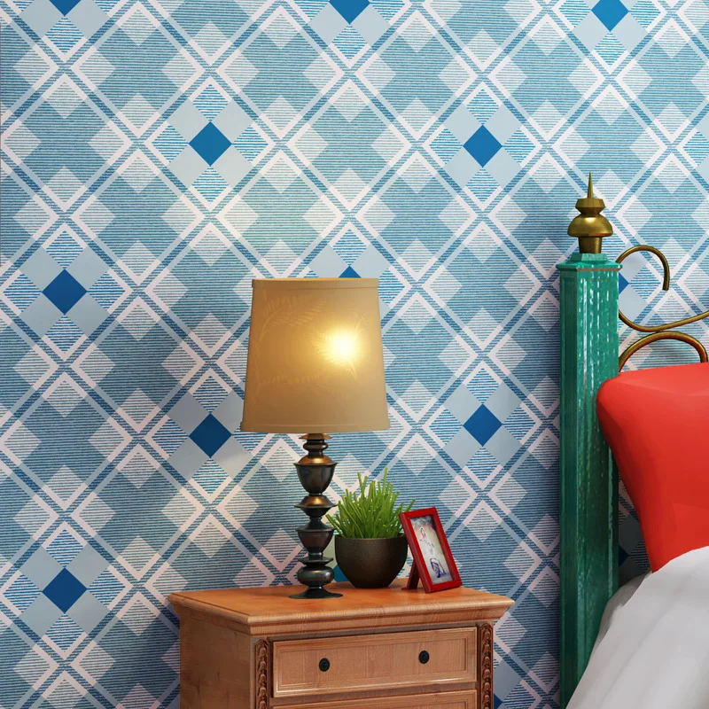 

beibehang blue diamond lattice 3D Wall Paper for Living Rooms Bedroom Wallpaper Roll for Walls papel de parede 3d