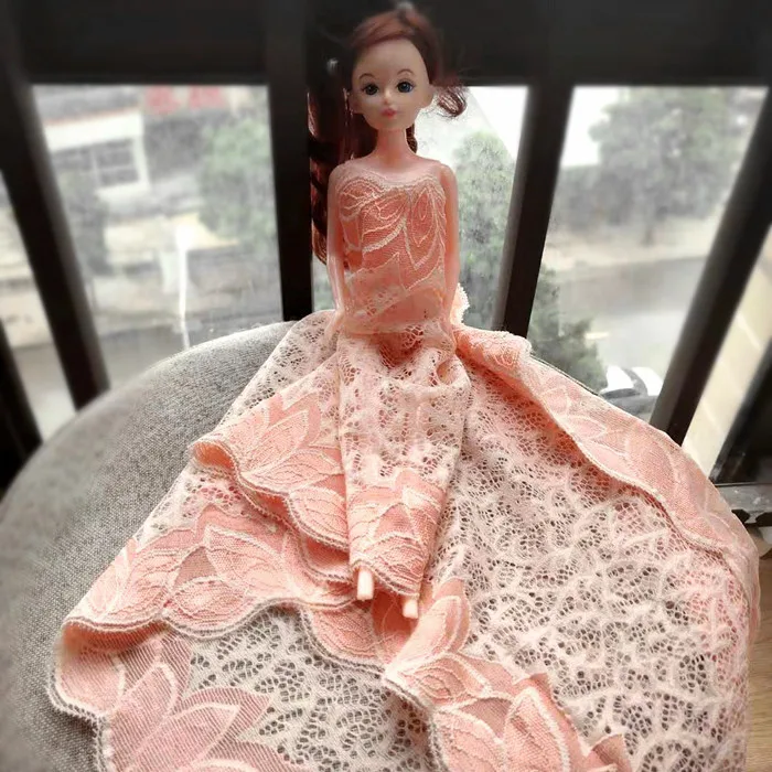 Кружевная юбка с вышивкой расширенная оранжевая желтая 23 см | Дом и сад