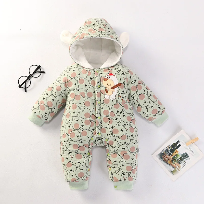2019 детский комбинезон для младенцев Пуховый с рисунком флисовый длинными