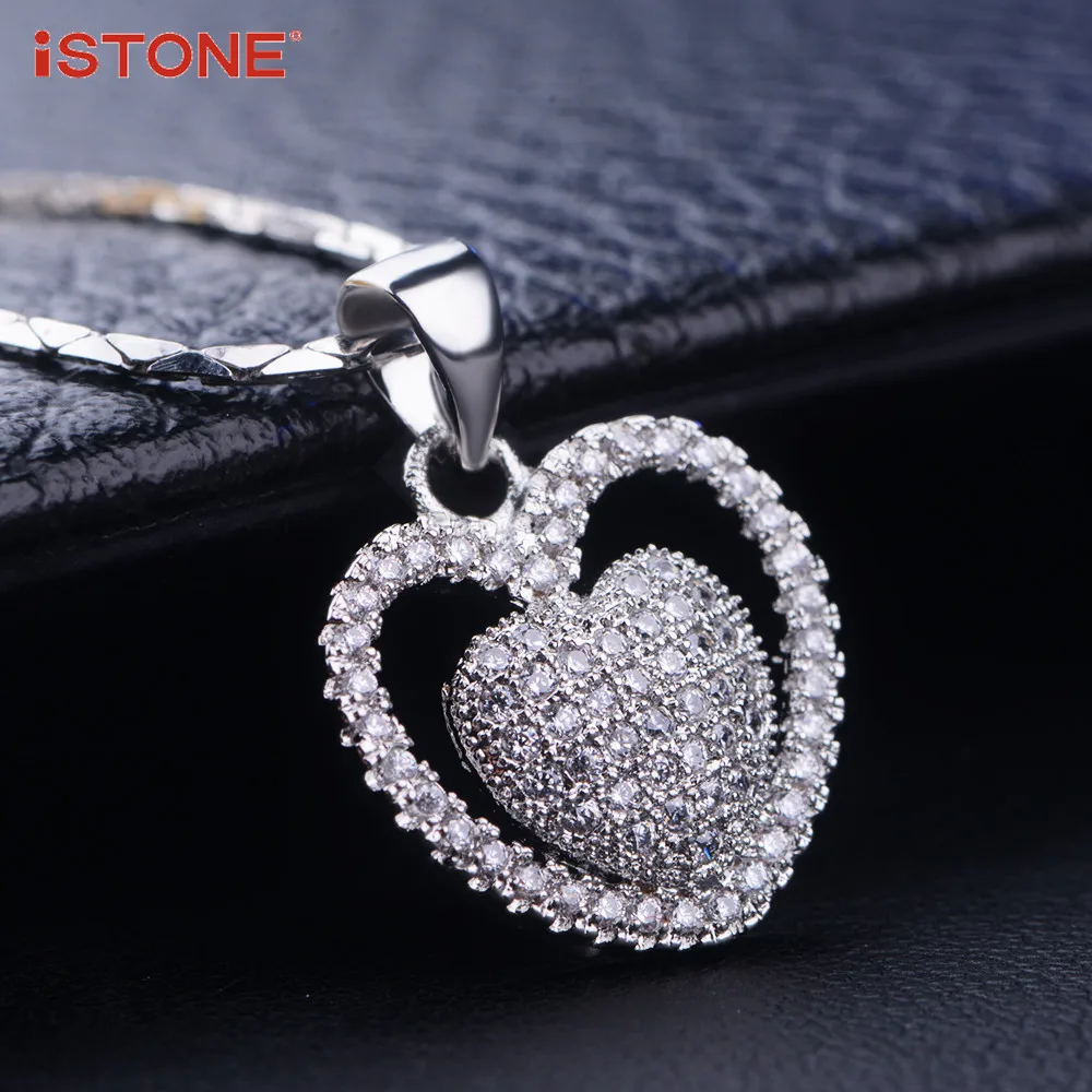 Istone природных драгоценных камней Подвески стерлингового серебра 925 пробы сердце