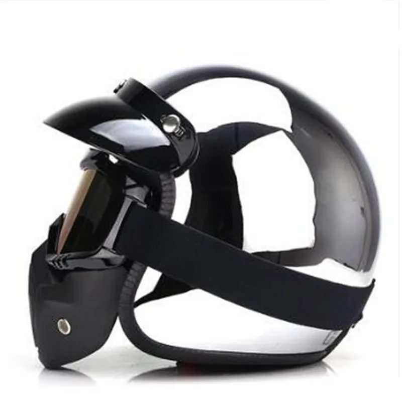 Helmet With Mask Открытый мотоциклетный шлем с открытым лицом в стиле ретро 3/4 полушлемы Casco мотошлем для мотокросса - Цвет: Helmet With Mask