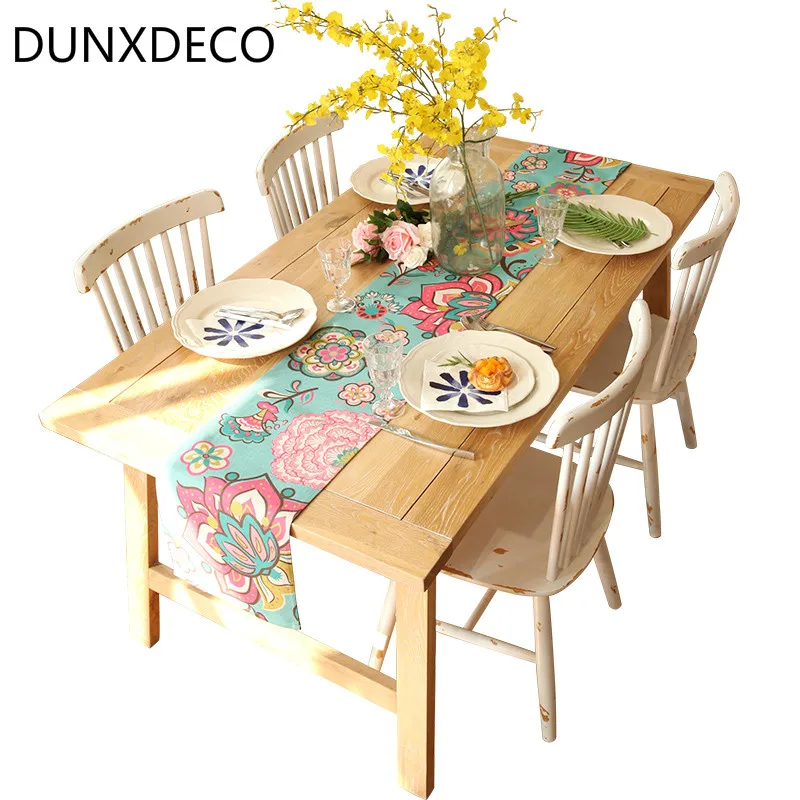 DUNXDECO скатерть для стола современный американский стиль синий Цветочный Коврик вечерние декоративные смешанные ткани Mesa теплые украшения дома