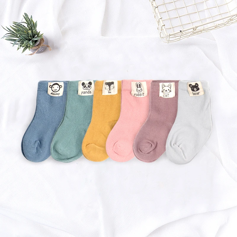 Детские носки хлопковые с забавным рисунком короткие унисекс для малышей