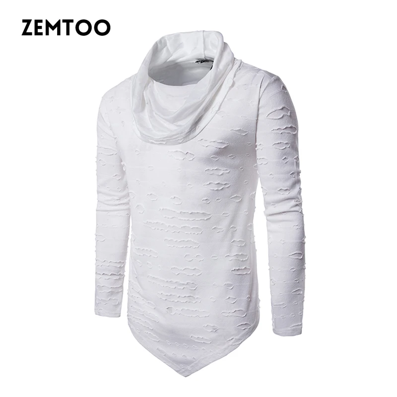 Мужская футболка в стиле хип-хоп модный бренд стоячий воротник с отверстиями и