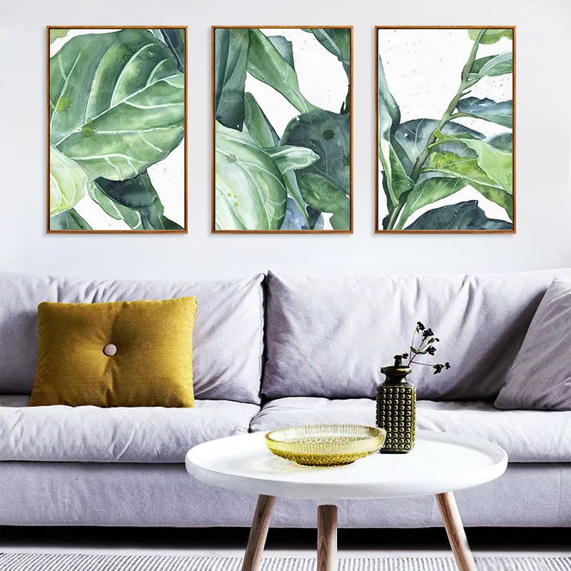 Leaves Canvas Painting Nordic Green Plant Poster Modern Minimalism Print Wall Art For Living Room Home Decor | Дом и сад