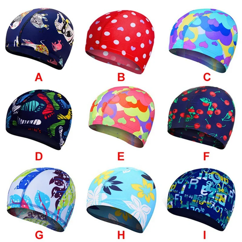 

New Print Flower Swimming Cap Waterproof Protect Ears Long Hair Swim Pool Hat For Adults And Kids Training Swim Hat Cap