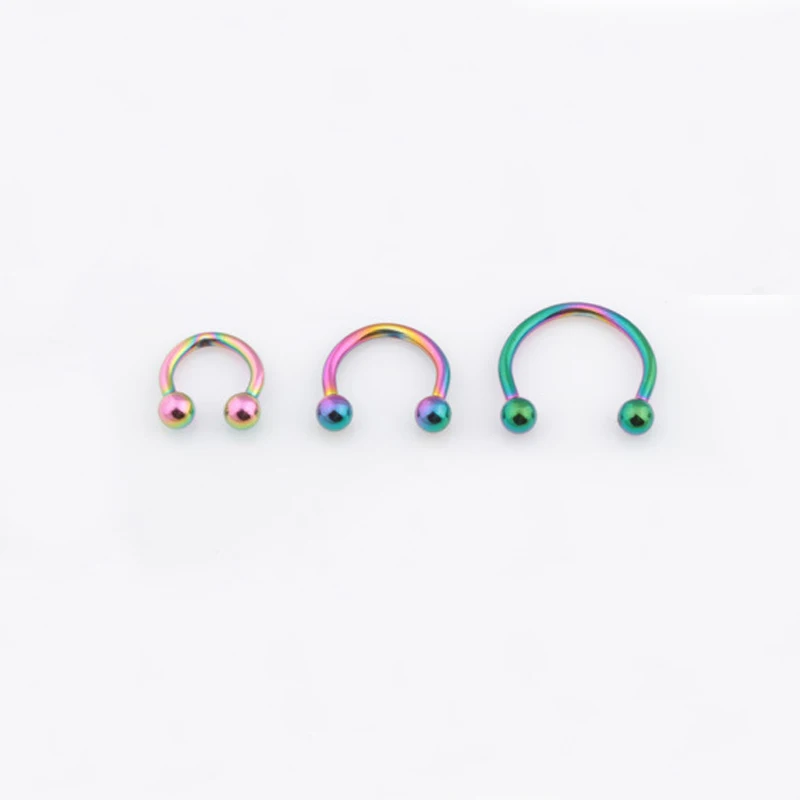 colorful 6mm Новинка, распродажа, 2 шт., кольцо для носа из нержавеющей стали, кольца для губ, серьги, круглые серьги для пирсинга, обруч "Подкова", кольцо, ювелирные изделия для тела - Окраска металла: colorful 6mm