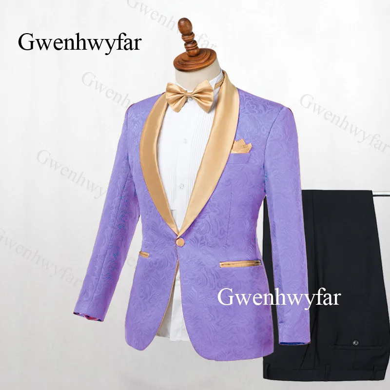 Gwenhwyfar 2019 облегающие ЖАККАРДОВЫЕ мужские костюмы с отложным воротником и шалью