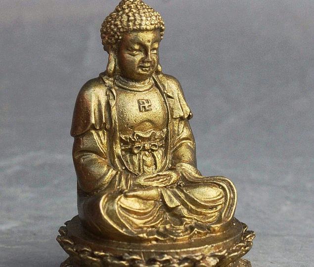 Free shipping Tibet Buddhism Brass Seat Lotus Sakyamuni Shakyamuni Buddha Statue Figurine | Statues &amp Sculptures
