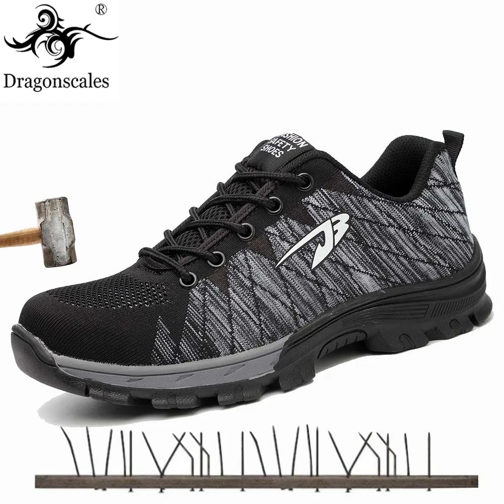 

Мужские модные защитные ботинки со стальным носком, летние дышащие слипоны, повседневные мужские рабочие ботинки с защитой от прокалывания, 2020