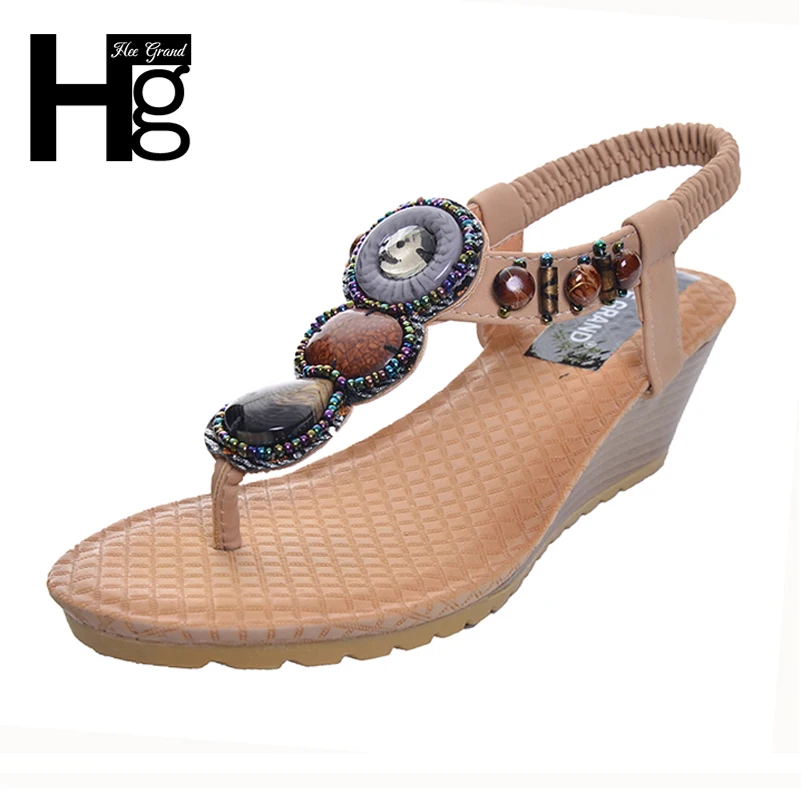 HEE GRAND/2019 женские босоножки на танкетке в богемном стиле летние винтажные