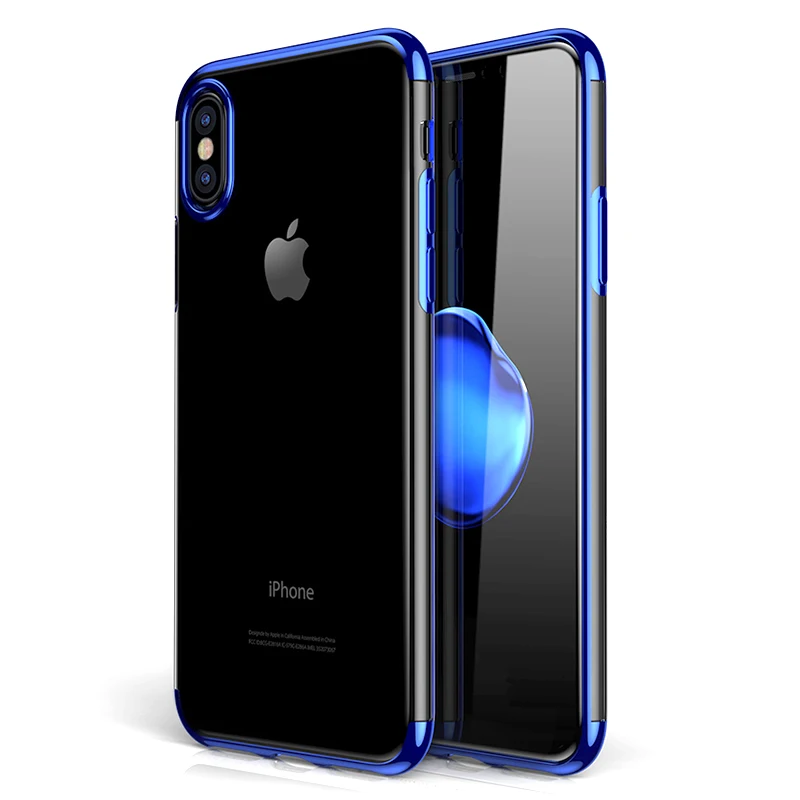 Soft Clear Case for iPhone X XS XR Transparent TPU Silicone Silm Plating Edge Back Cover 7 8 Plus Max | Мобильные телефоны и
