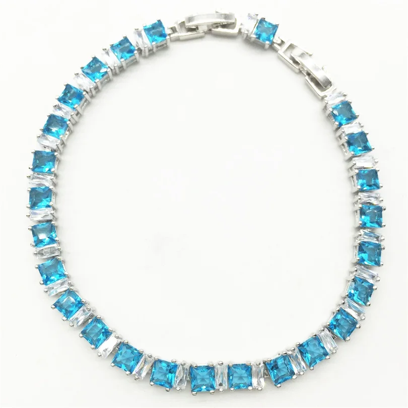 Красивые милые небольшие квадратные красивые браслеты морского синего цвета для